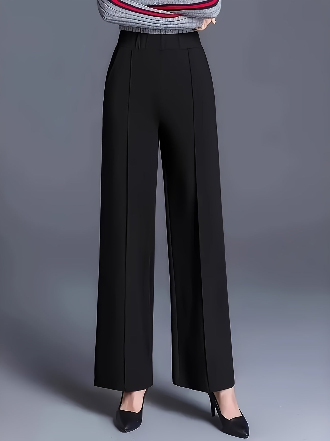 Elegant High-Waisted Wide-Leg Pants for Women, Featuring a Solid Color And a Comfortable Loose Fit, with an Asymmetrical Pocket Design. Versatile Casual Pants Suitable for All Seasons, Made from a And Machine Washable.