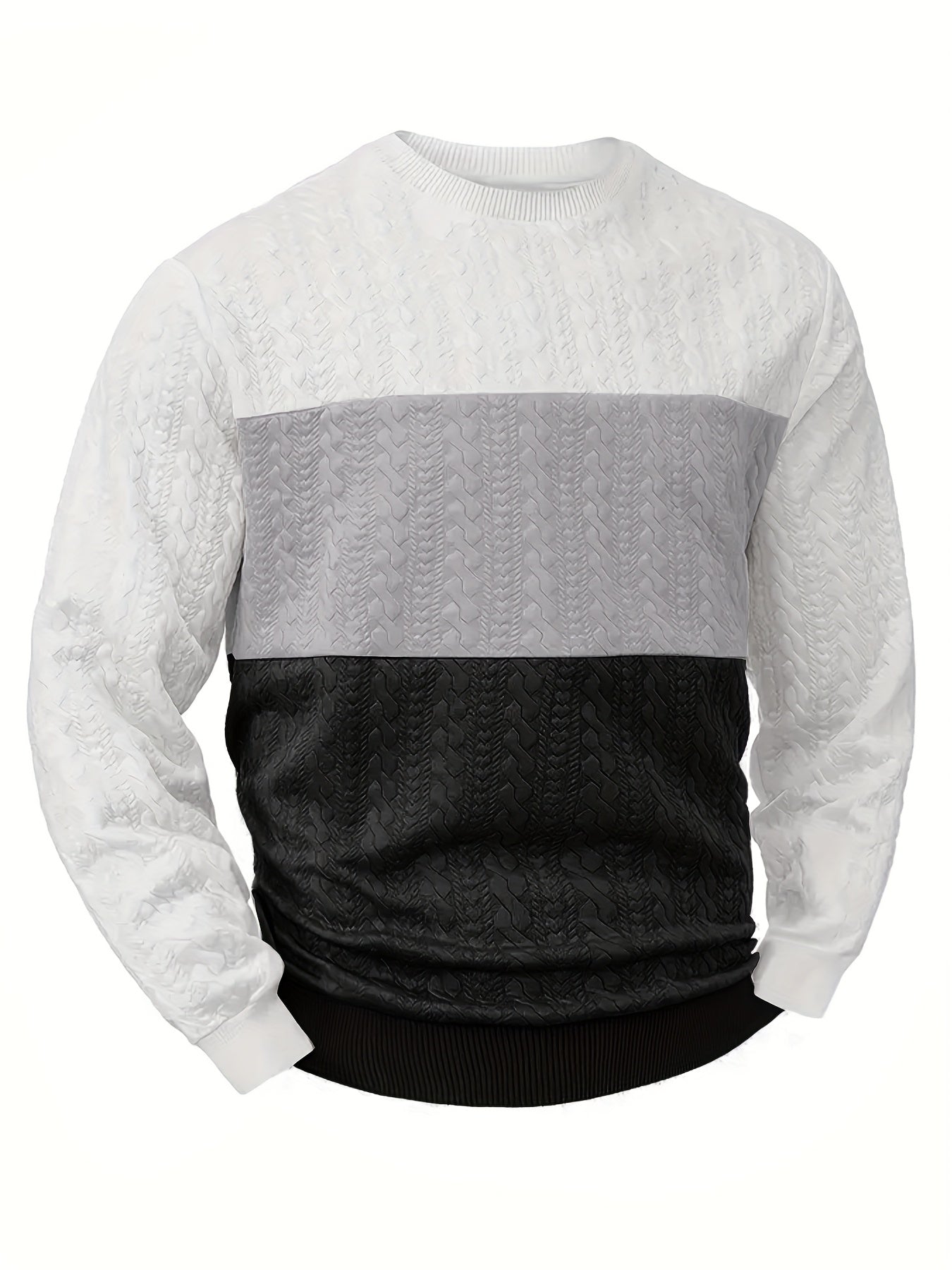 Men's Casual Crew Neck - Heart Pattern Sweatshirt - Long Sleeve with Regular Fit - Slight Stretch Fabric & Color Block Design - Perfect for Outdoor Jogging