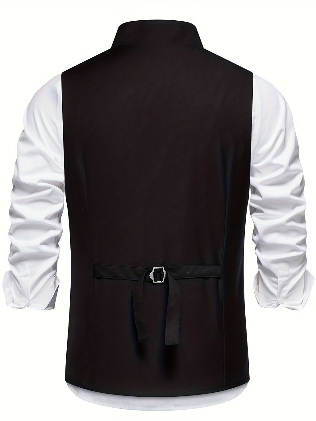 Stylish Men's Single-Breasted Suit Vest, Party Wedding Stage Slant Button Half-Notch Lapel Vest