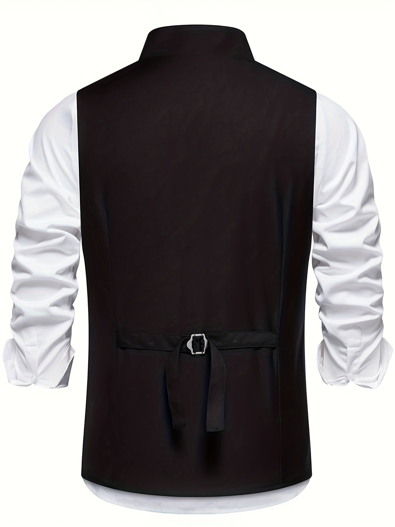 Stylish Men's Single-Breasted Suit Vest, Party Wedding Stage Slant Button Half-Notch Lapel Vest