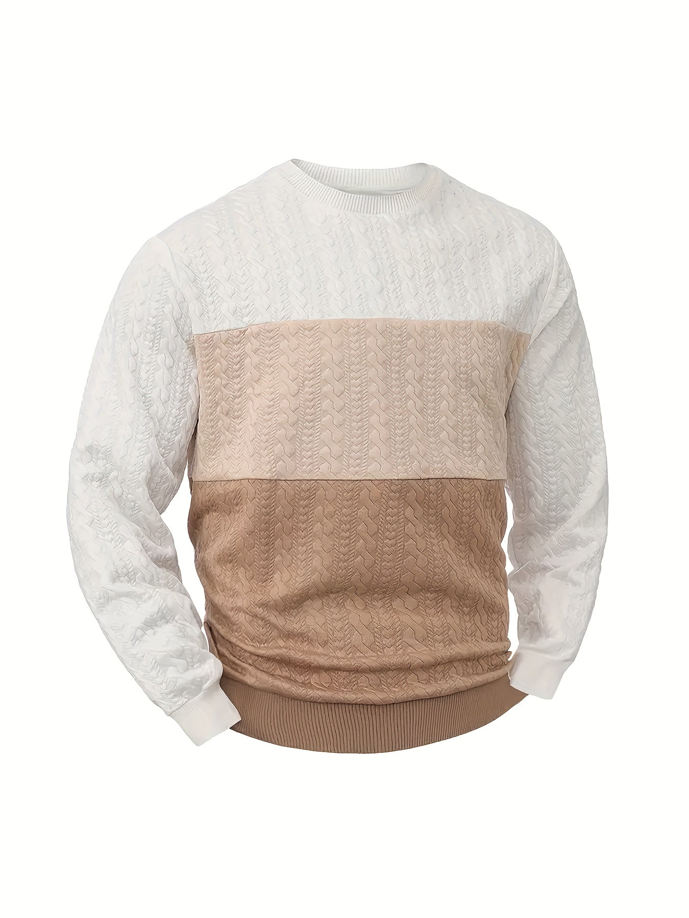 Men's Casual Crew Neck - Heart Pattern Sweatshirt - Long Sleeve with Regular Fit - Slight Stretch Fabric & Color Block Design - Perfect for Outdoor Jogging