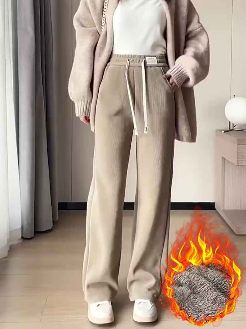 Women's autumn and winter fleece-lined, thickened, warm trousers