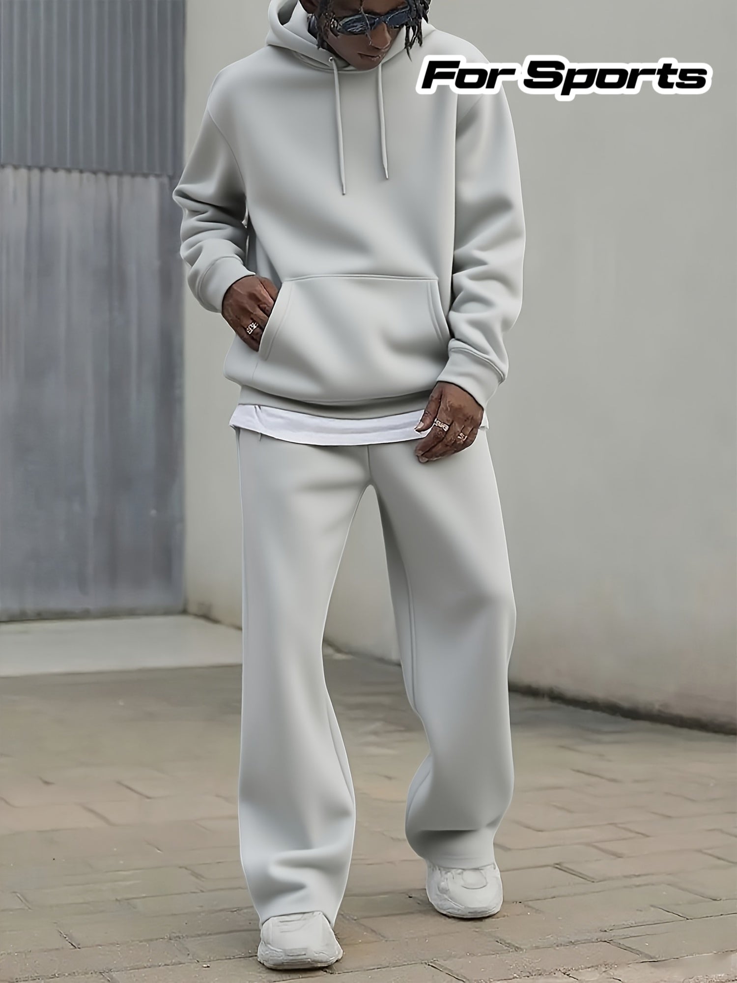 Men's Two-piece Set, Casual Round Neck Long Sleeved Hooded Sweatshirt And Sweatpants Set Sportswear Set Spring and Autumn Style Men's Leg Open Cardigan Sports Suit