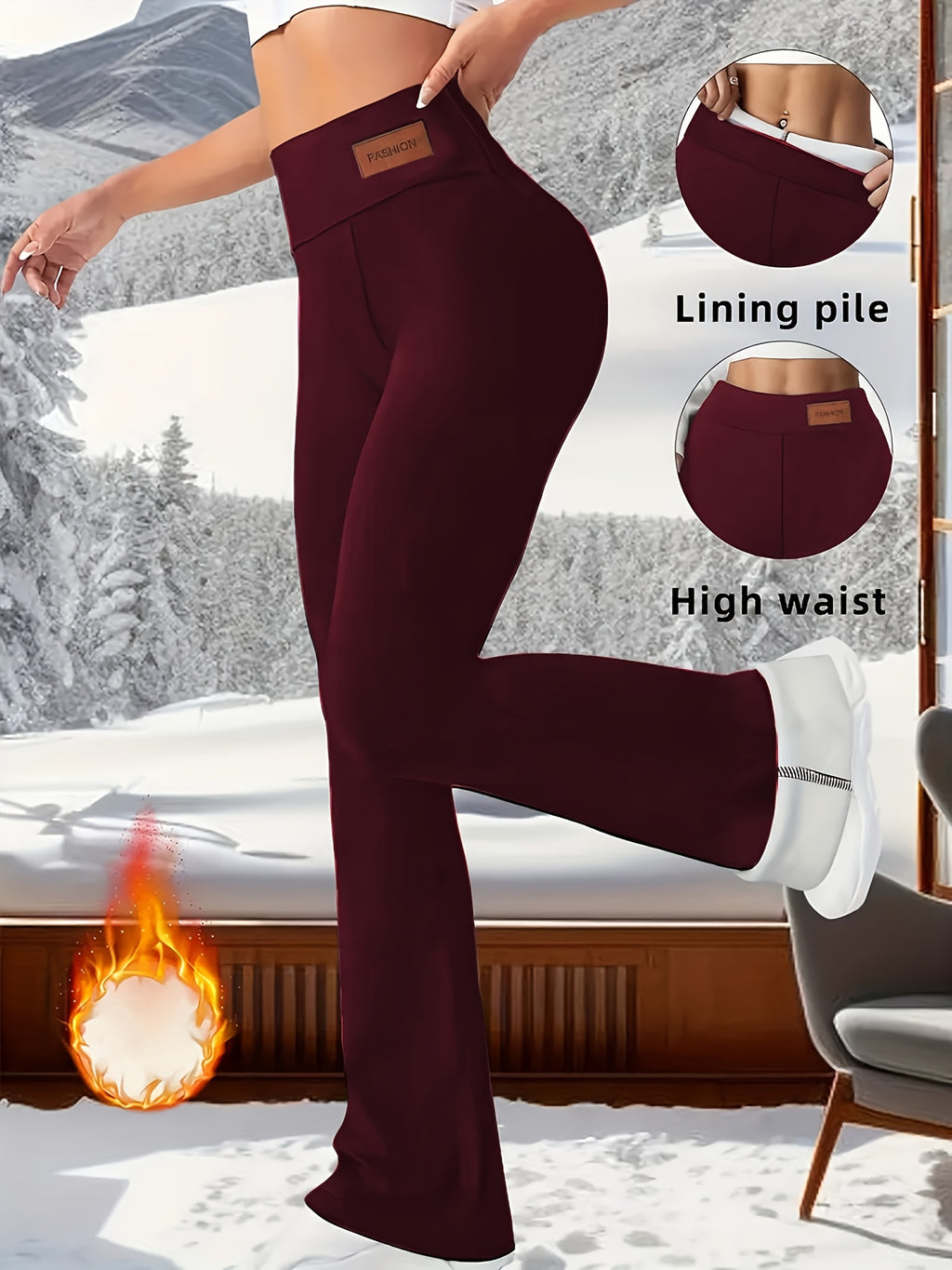 Women's High Waist Fleece Warm Leggings