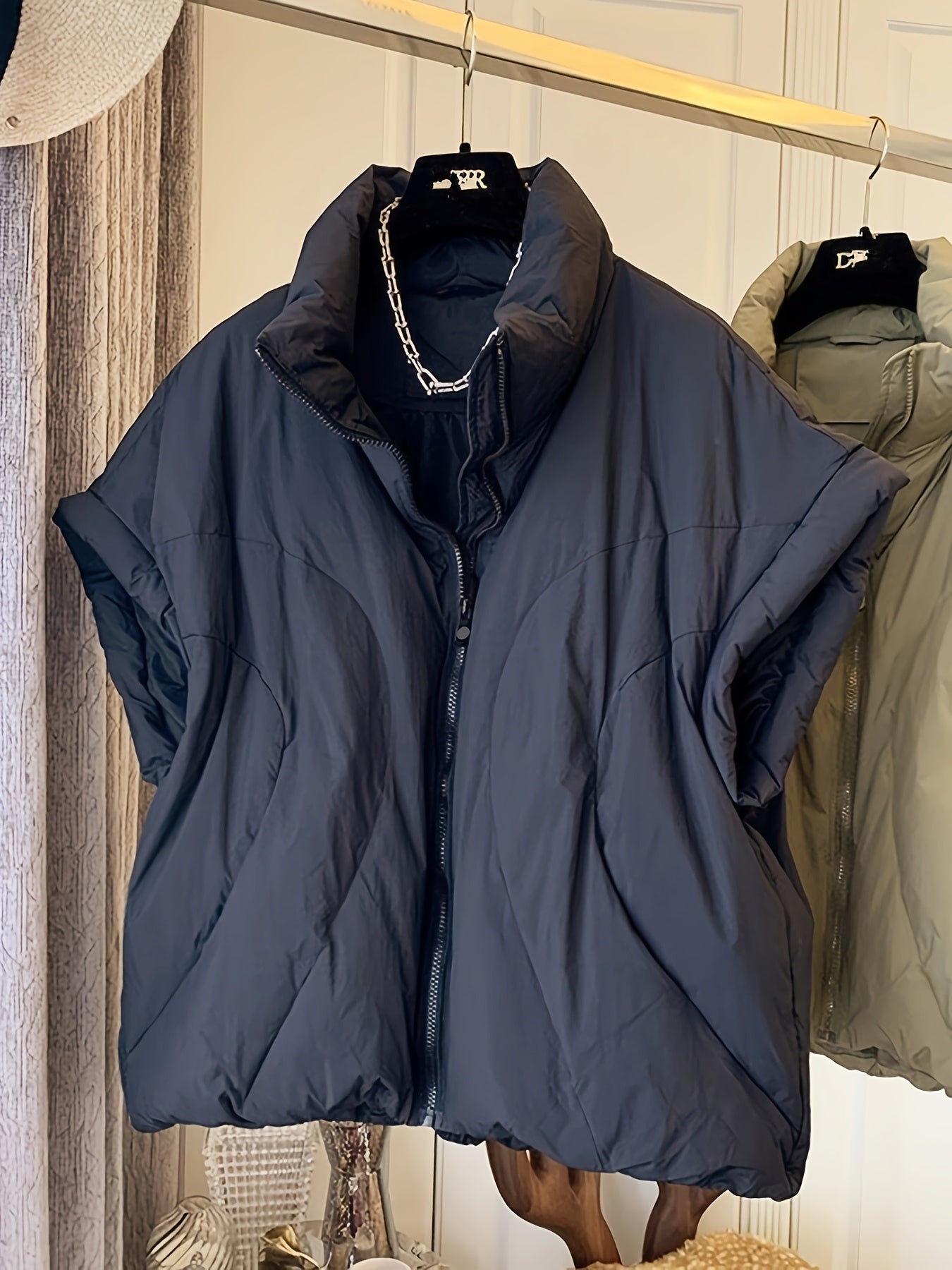 Women'S Green Vintage Casual Sleeveless Quilted Vest Jacket