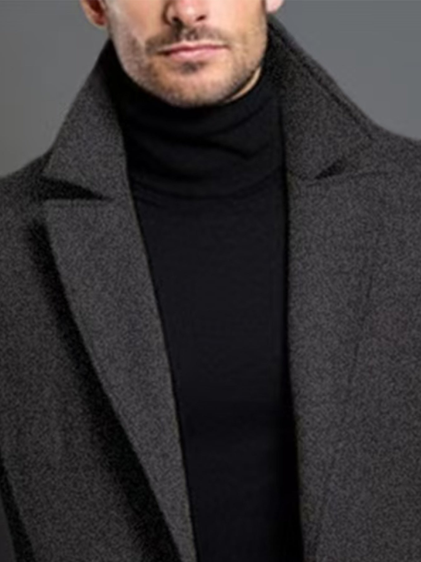 Men's British Coat Jacket - Collar, Single-Breasted Button Front, -like Pocket - Winter Warmth, Casual & Formal (Weddings, Business, Daily Wear) - Hand Washable (No Dry Clean)