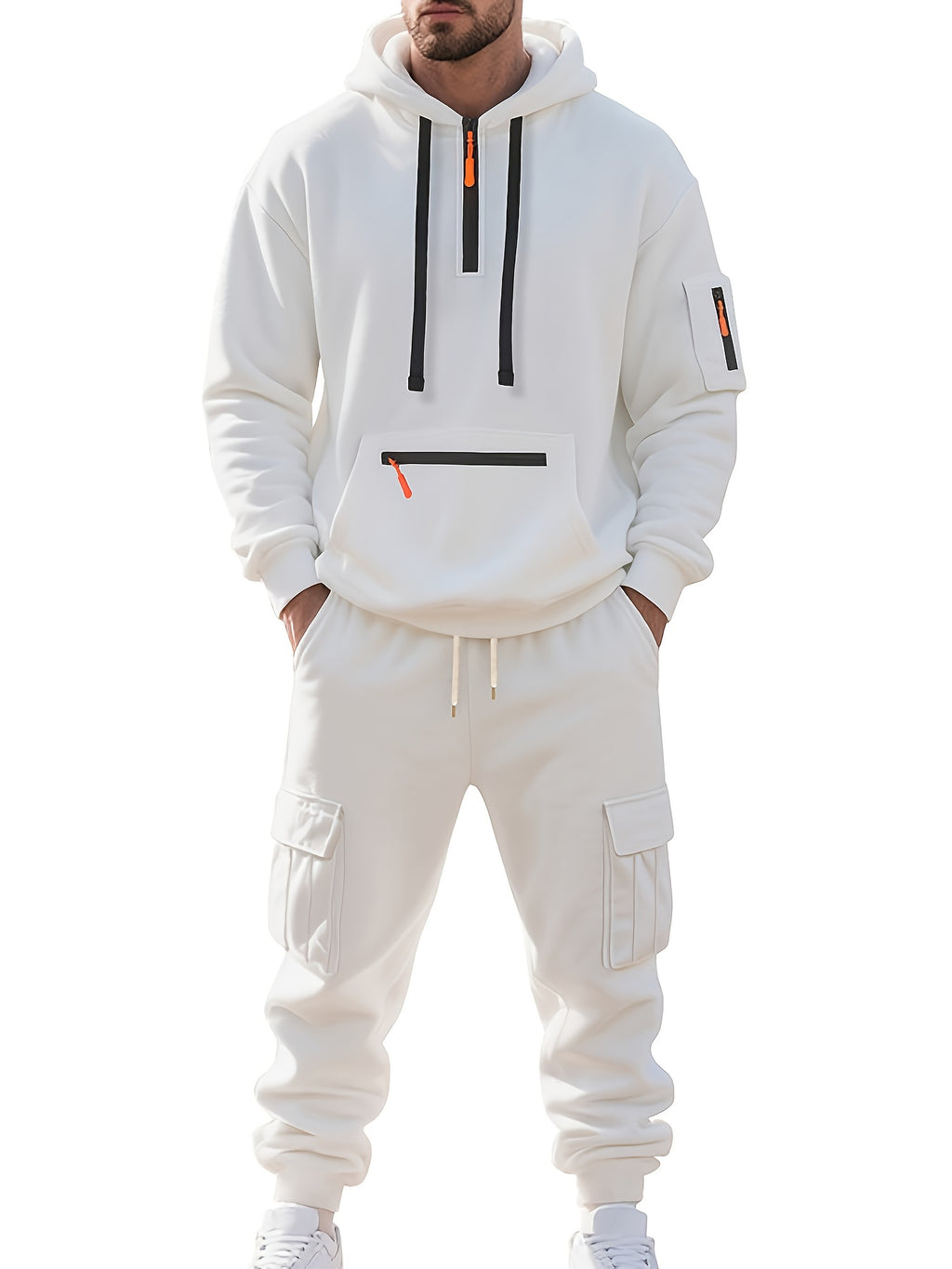 2025 Autumn-Winter New Product: Warm Fleece Sweater Set - Simple Solid Color Hooded Top + Loose Sweatpants - Provides Warmth and Protection Against Cold Weather - Two-Piece Set