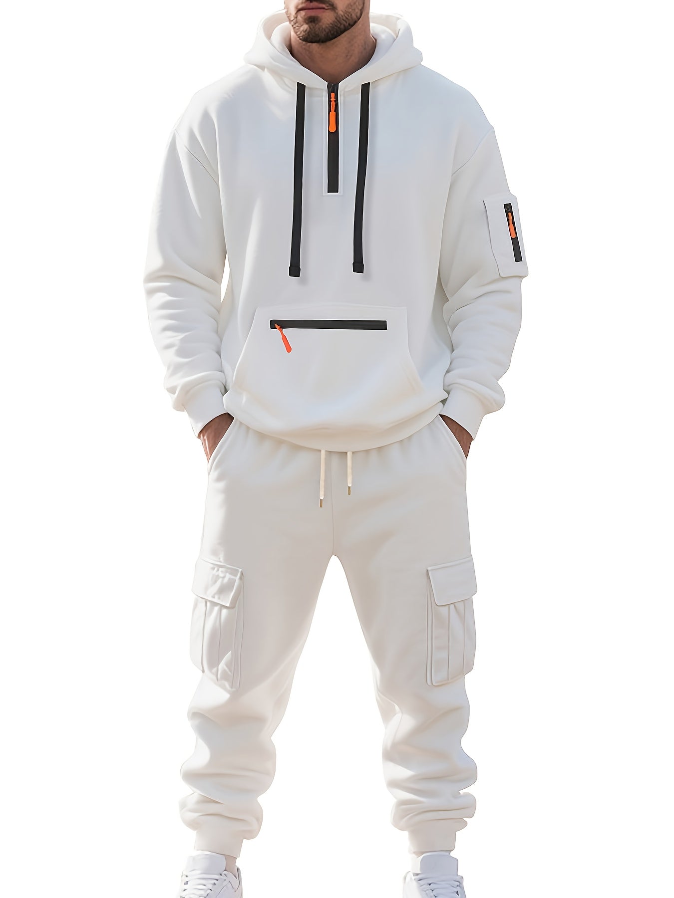 2025 Autumn-Winter New Product: Warm Fleece Sweater Set - Simple Solid Color Hooded Top + Loose Sweatpants - Provides Warmth and Protection Against Cold Weather - Two-Piece Set